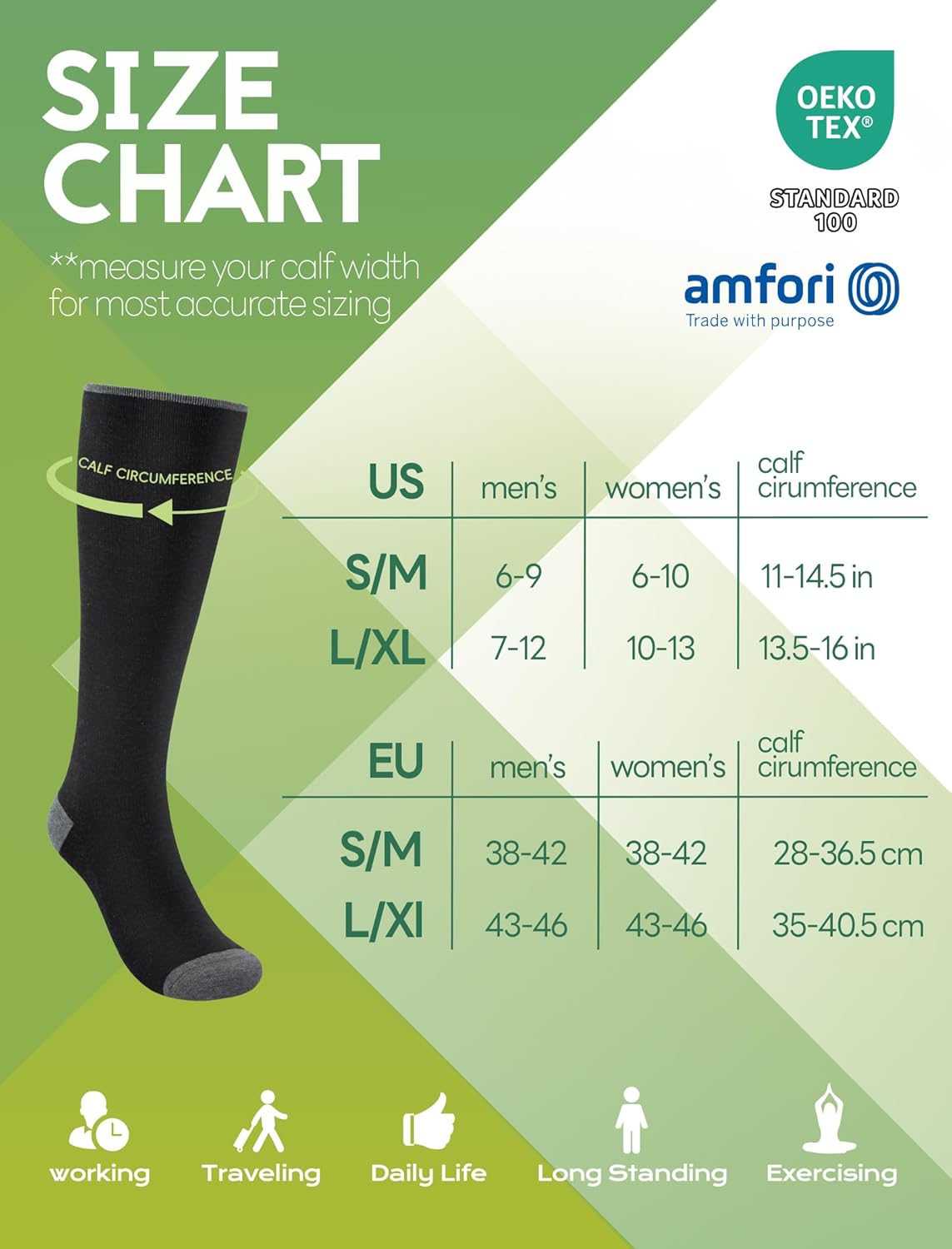 Bamboo Viscose Compression Socks for Women & Men (6 Pairs) 20-30 mmHg Knee High Support for Nurses Travel Pregnant