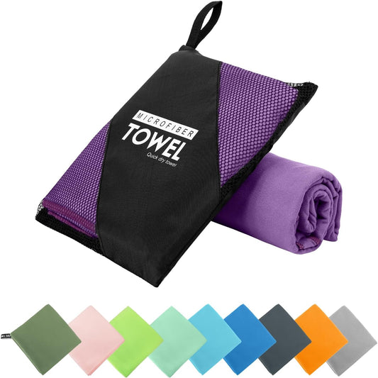 Microfiber Travel Towel, Soft Lightweight Quick Dry Towel, Super Absorbent Compact Travel & Sports & Beach Towels for Camping, Backpack, Gym, Swimming, Yoga, Hiking (XL:30"×60" -Purple)