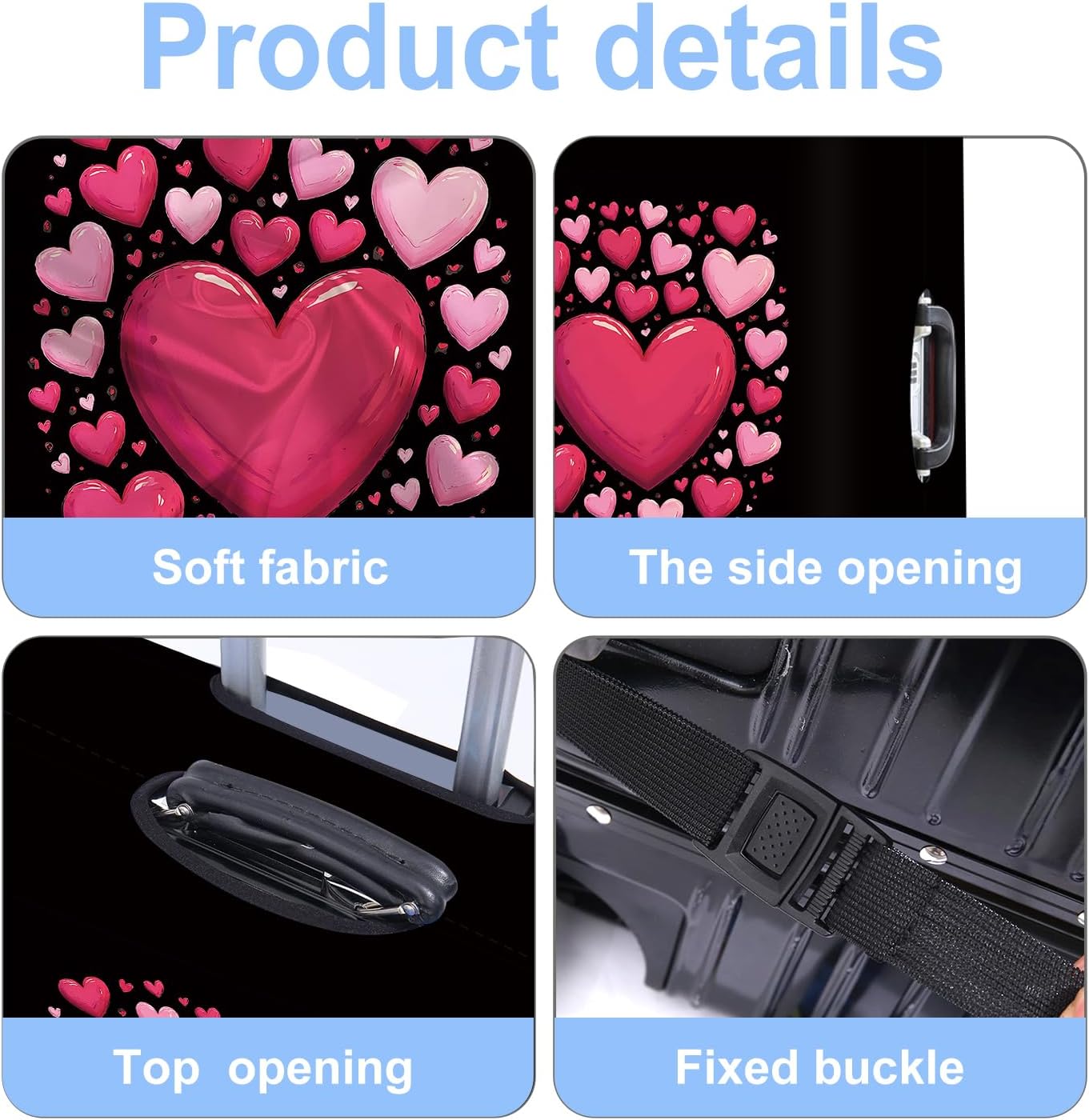 Luggage Cover Washable Suitcase Protector Anti-Scratch,Stretchable Fit for 20-34Inch Luggage Durable Travel Bag Cover with Zipper Closure (Heart, XL(fits 32-34Inch suitcase))