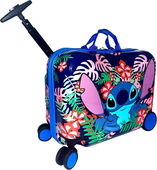 Fast Forward Ride-On 18" Suitcase For Kids/Tow-Along Toddler Carry-On Luggage With Wheels (Stitch)