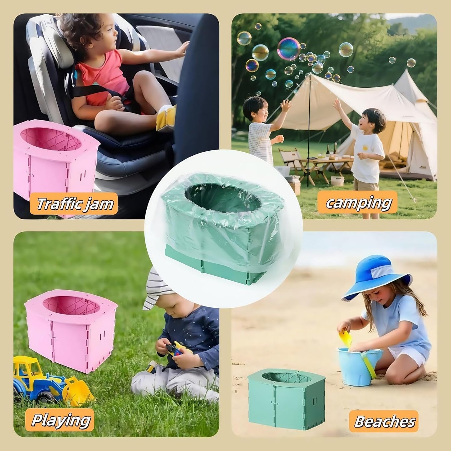 Travel Potty,Portable Potty Seat Foldable Travel Training Toilet Seat,Foldable Toilet for Outdoor Camping (Blue)