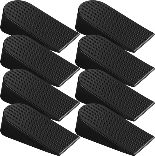Frienda 8 Pack Large Door Stoppers Heavy Duty Rubber Stopper for Bottom of Door Wedge Stopper for Home Office (Black)