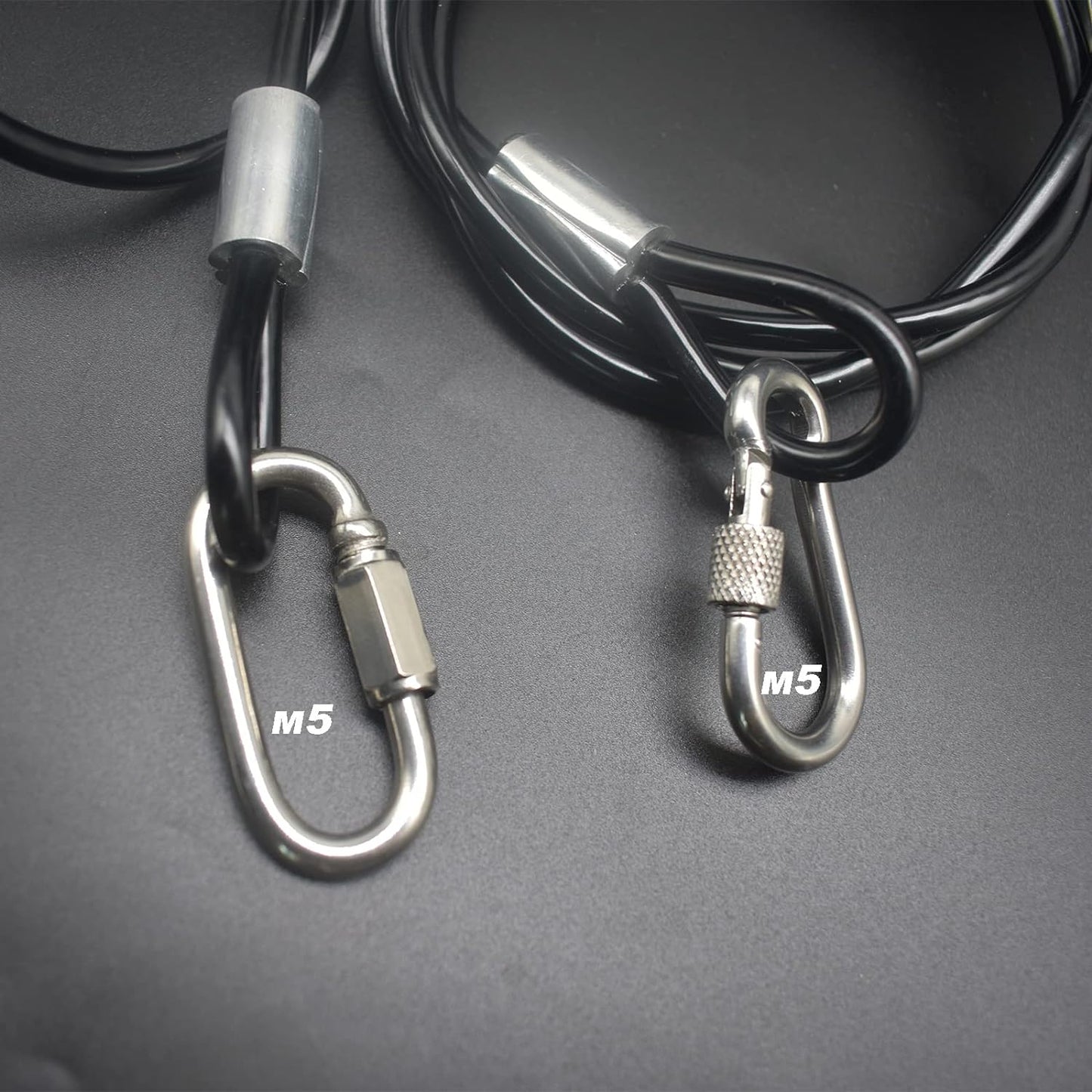 4 pcs 20 inch (50cm) 5mm Thickness Vinyl Cover Coated Galvanized Steel Wire Cable with Loops Security Lanyard Rope Tether Lock, Clear