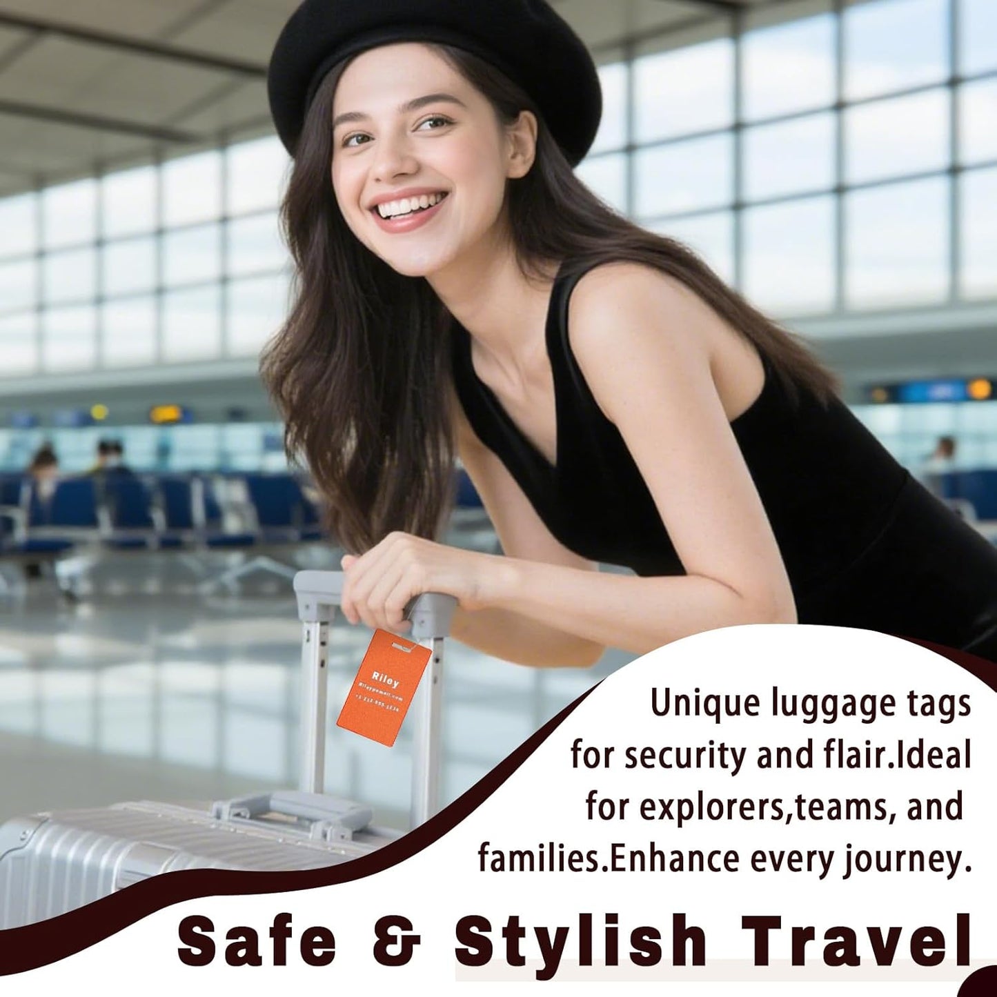 4PCS Personalized Luggage Tags for Travel Durable Aluminium Luggage Tags for Suitcases Custom Bag Tags for Backpacks Heavy Duty Personalized Name Tags for Birthday Gifts(Large,Orange)