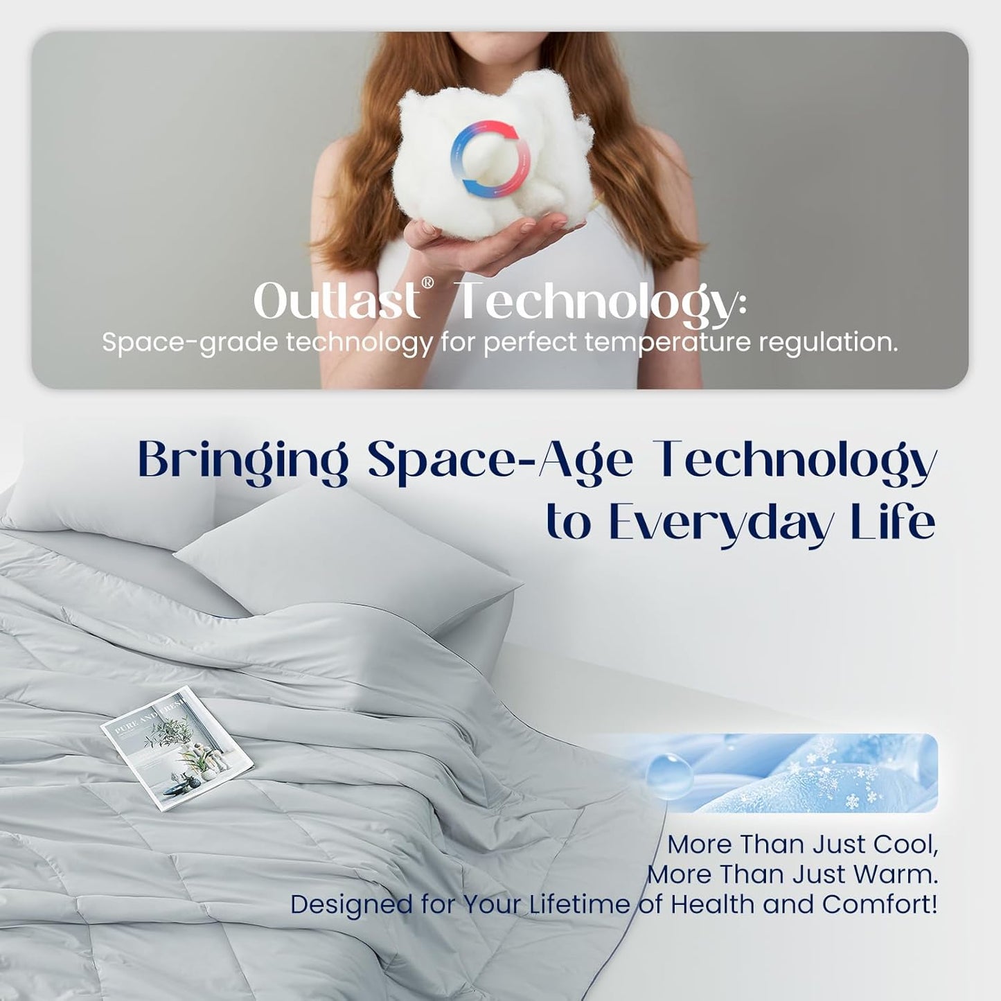 Dream Valley® Outlast® Deepsleep Cooling Comforter, King Size, NASA-Grade Space Technology Cooling Blanket for Hot Sleepers Night Sweats, Q-Max > 0.45 Aerocool™ Breathable, Lavender Fog, 106"x90"