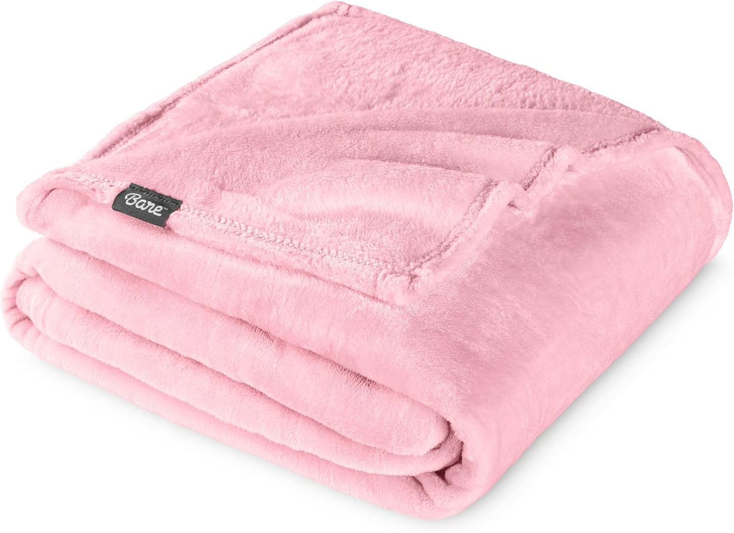 Bare Home Fleece Blanket - Full/Queen - Ultra-Soft Lightweight for Bed, Sofa, and Couch - Luxury Microplush - Cozy Warm Blanket (Full/Queen, Light Pink)