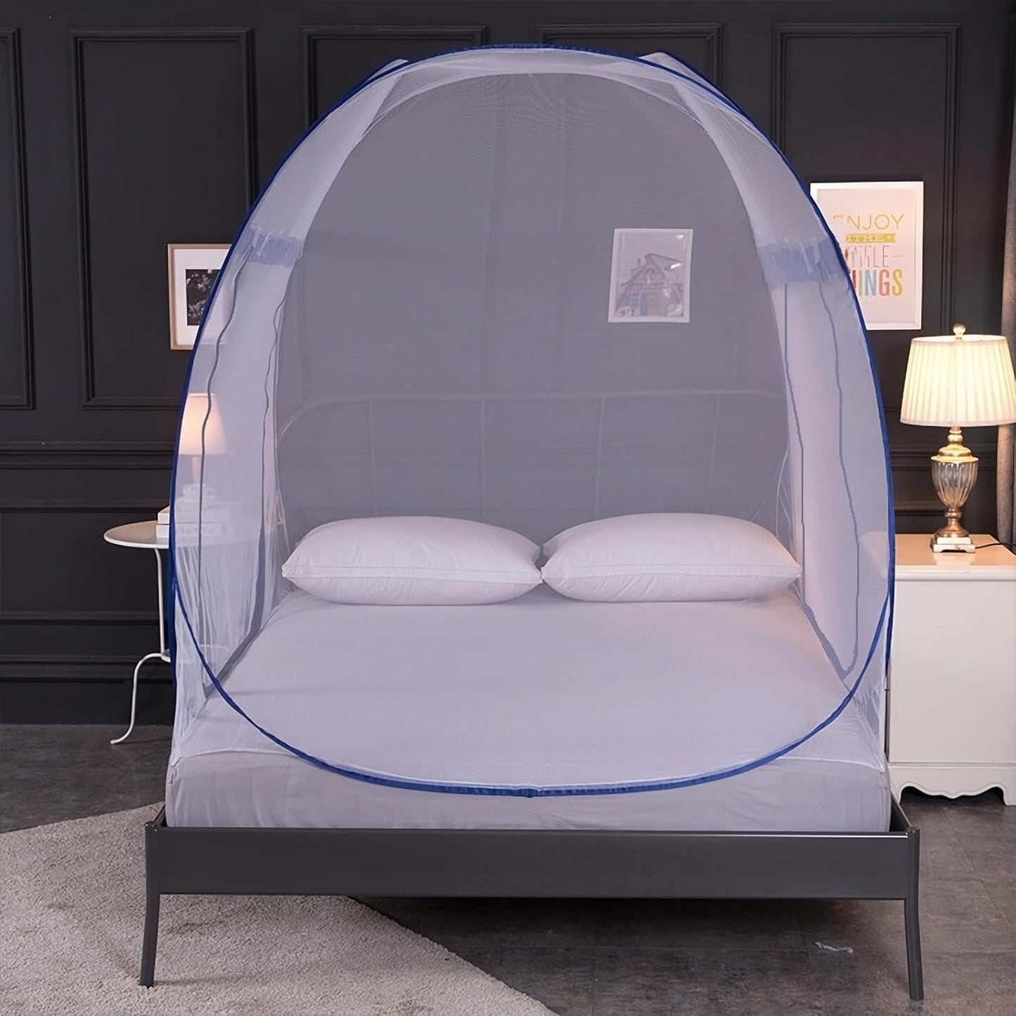 Mosquito Net for Bed, Folded Size 12 inch Portable Camping Travel Mosquito Net, Pop Up Mosquito Tent with Double Entry for King Queen Size Bed (Folded 17 Inch, 47"x75"x57")
