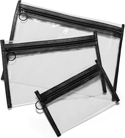 Clear Makeup Bags，small makeup bag,3pcs Makeup bag Hanging Pouches,mesh zipper pouch bags,purse organizer for Daily or Travel to Keep Small Items(Clear set)