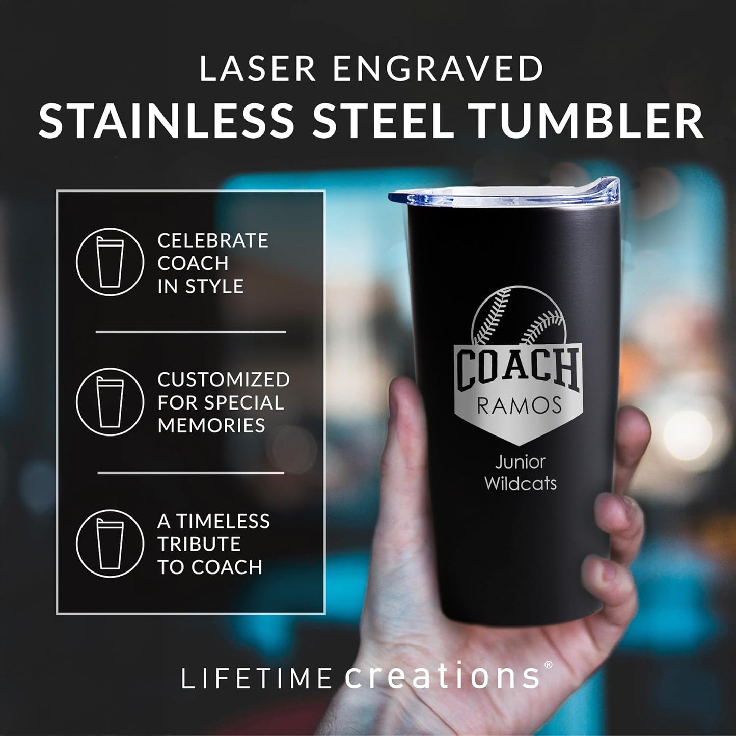Lifetime Creations Custom Baseball Coach Tumbler: Gifts for Men, Coaches Presents Baseball, Baseball Coaches Gifts, Personalized Best Coach Thank You Gift Baseball (White 20 Ounce)