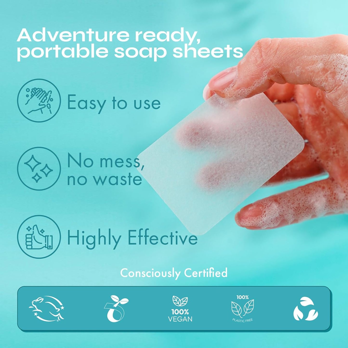 FOMIN - Antibacterial Paper Soap Sheets for Hand Washing - (300 Sheets) Orange, Tea Tree, Lavender Portable Travel Soap Sheets, Dissolvable Camping Mini Soap, Portable Hand Soap Sheet