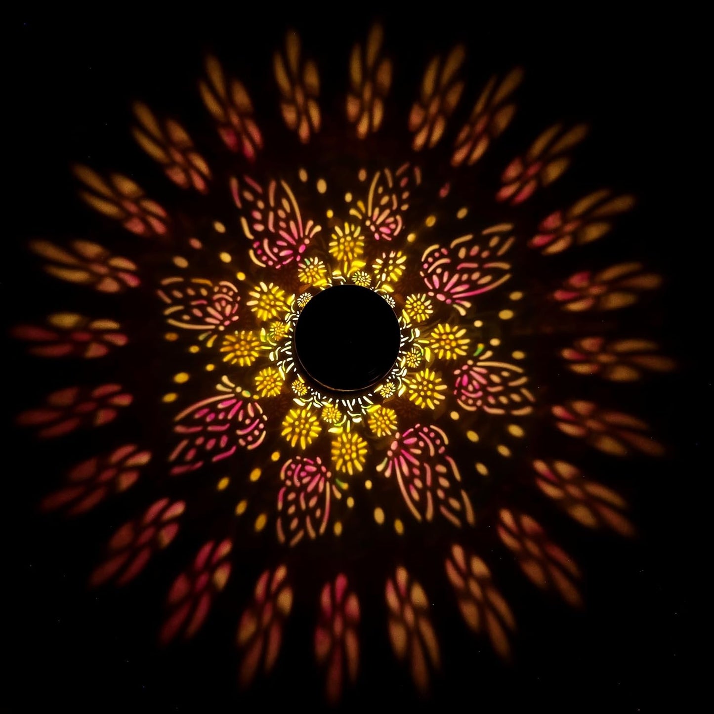 Brizled Butterfly Solar Lantern Lights with Colorful Projection, Christmas Birthday Gifts for Women Mom Grandma, Multicolor Hanging Lights Outdoor Waterproof, Solar Lantern Lights for Garden Patio