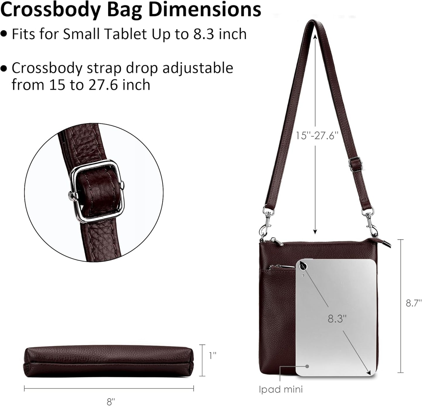 befen Genuine Leather Small Crossbody Purses for Women Travel Cross Body Bags Lightweight with Adjustable Shoulder Strap