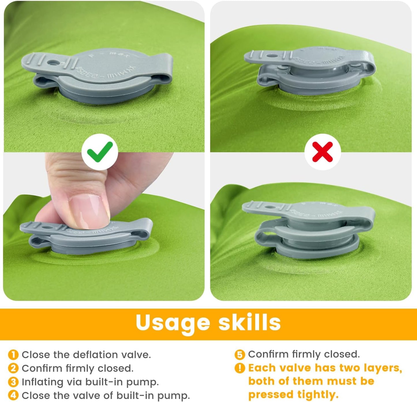 Double Sleeping Pad, Ultralight 4in Extra-Thick for 2 Person with Built-in Pillow & Foot Pump Sleep Mat, Compact Inflatable Camping Mat for Backpacking Hiking Travel Tent Camp Gear Gifts