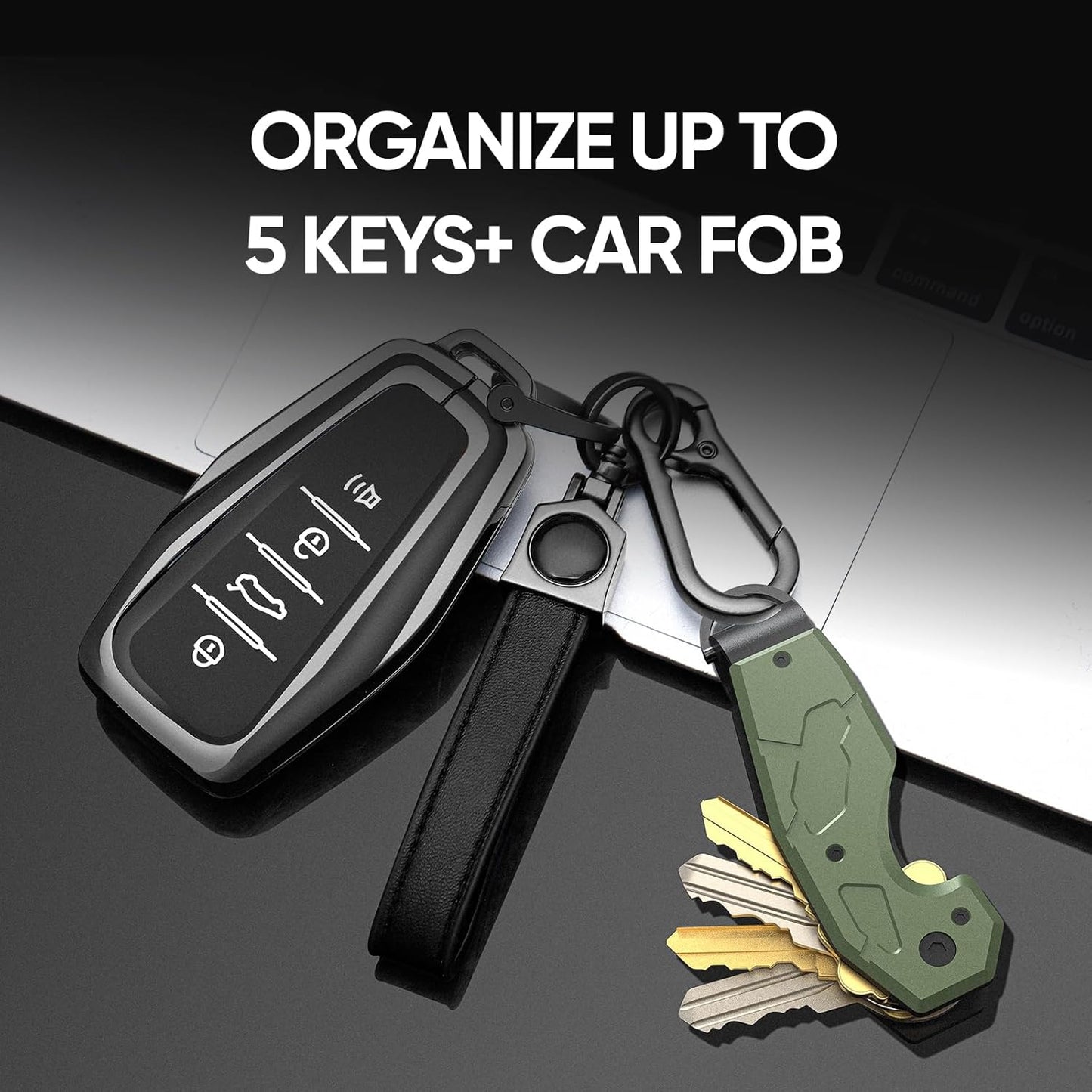 Zeeker Compact Key Organizer Keychain with Built-in Tools – Holds 1-6 Keys, Includes Bottle Opener, Hex Wrench, and Serrated Cutter – Minimalist Key Holder for Men and Women (Green)