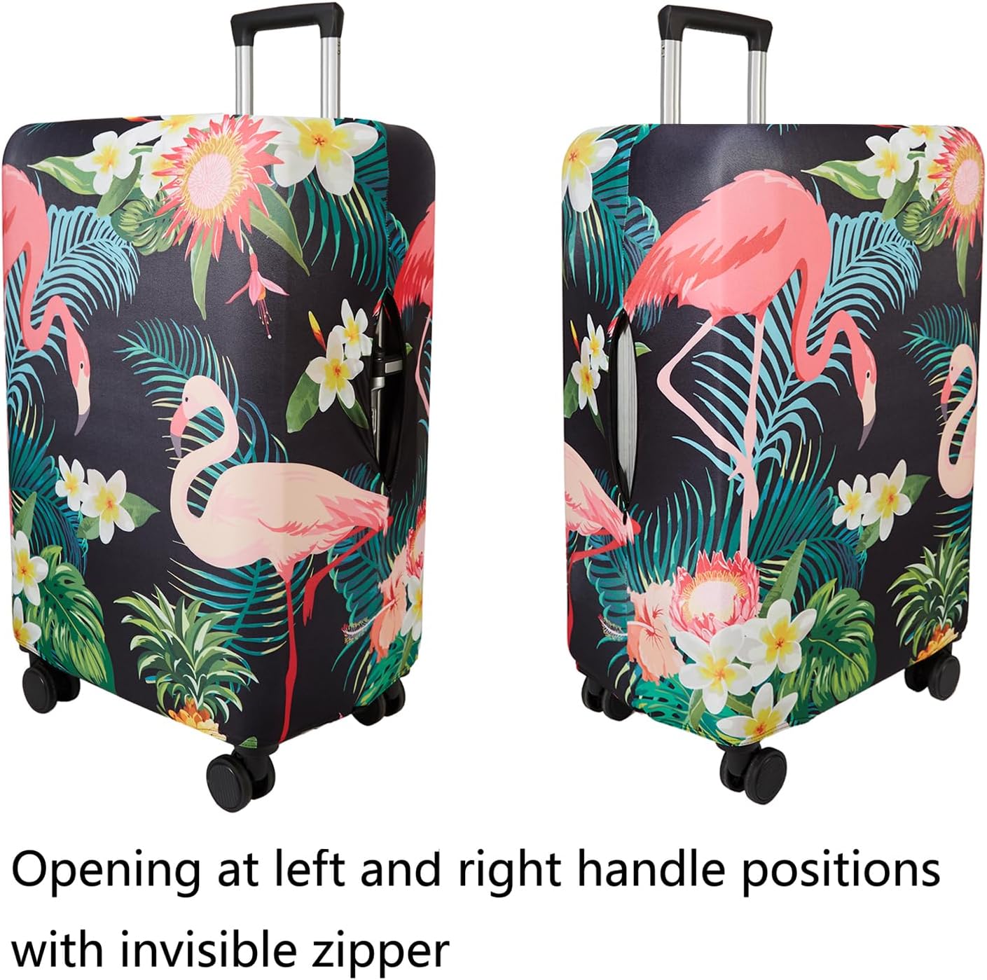 WUJIAONIAO Travel Luggage Cover Baggage Suitcase Cover Protector Skins 18-32 Inch (Flower flamingo, S (for 18-20 inch luggage))