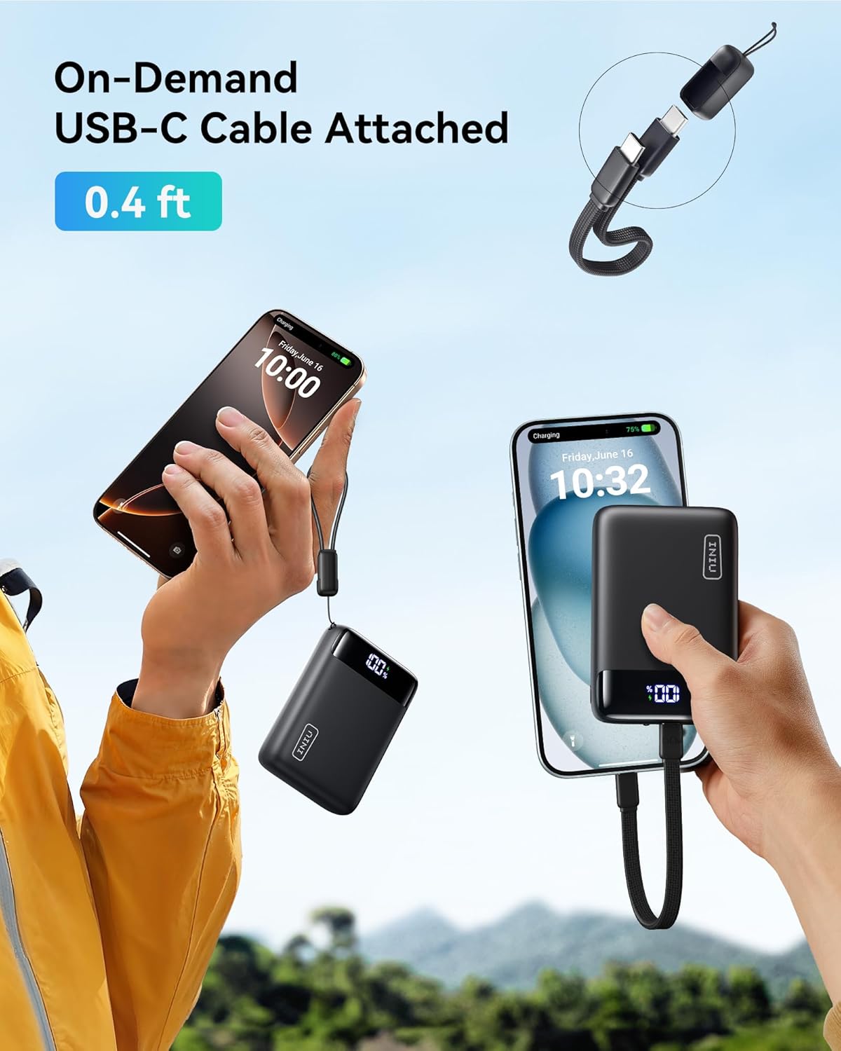 INIU Portable Charger, Smallest 22.5W 20000mAh USB C in & Out Power Bank Fast Charging, PD 3.0+QC 4.0 LED Display Phone Battery Pack Compatible with iPhone 16 15 14 13 Pro Samsung S23 Google iPad etc