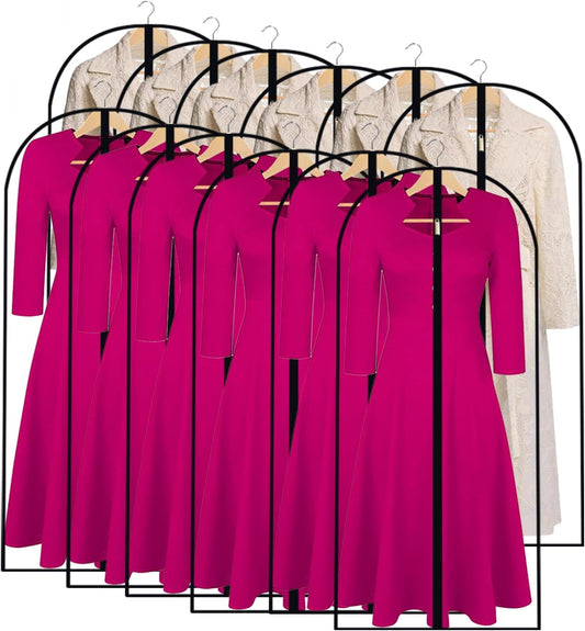 Garment Bags for Hanging Clothes 24'' x 54'' (Set of 12) Coat Covers for Closet Foldable Washable Dress Bags for Hanging Clothes for Long Dress Dance Costumes Suits Gowns Coats