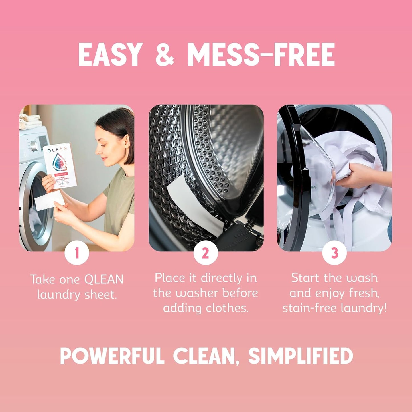 QLEAN Laundry Detergent Sheets – Travel-Friendly, HE & Standard Washer Safe, Liquidless Laundry Soaps, Quick-Dissolving Formula, Skin-Friendly (120 Loads, Ruby Sunset Bliss)