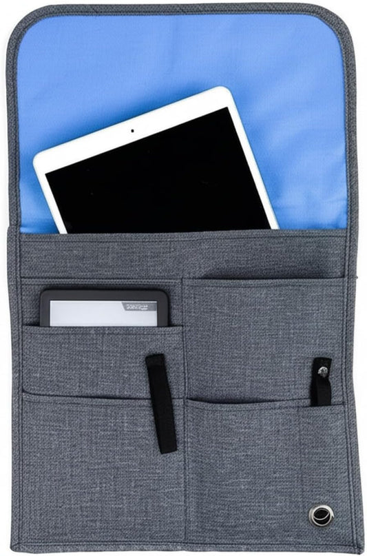 SO~MINE Airplane Pocket Organizer | Tray Table Cover | In Flight Seat Back Organizer Bag | Commuter Essential Travel Bag | Media Pouch For Flying | Travel Gift | Attaches To Luggage