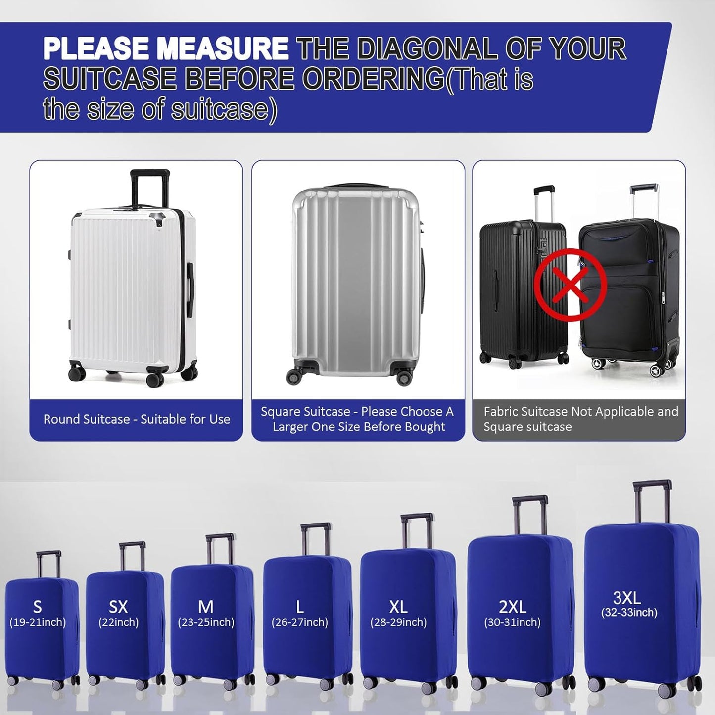 Travel Luggage Cover - Scratch-Resistant Fit 19-31 Inch, Blue, M(24-25 inch)
