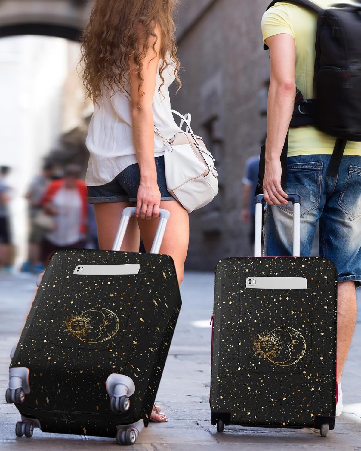 Slohif Luggage Cover for Suitcase Tsa Approved Protector - Luggage Sleeve Large Suit Case Cover Travel Stretch Baggage Case Protective Washable Fit 21-23 Inch Sun S