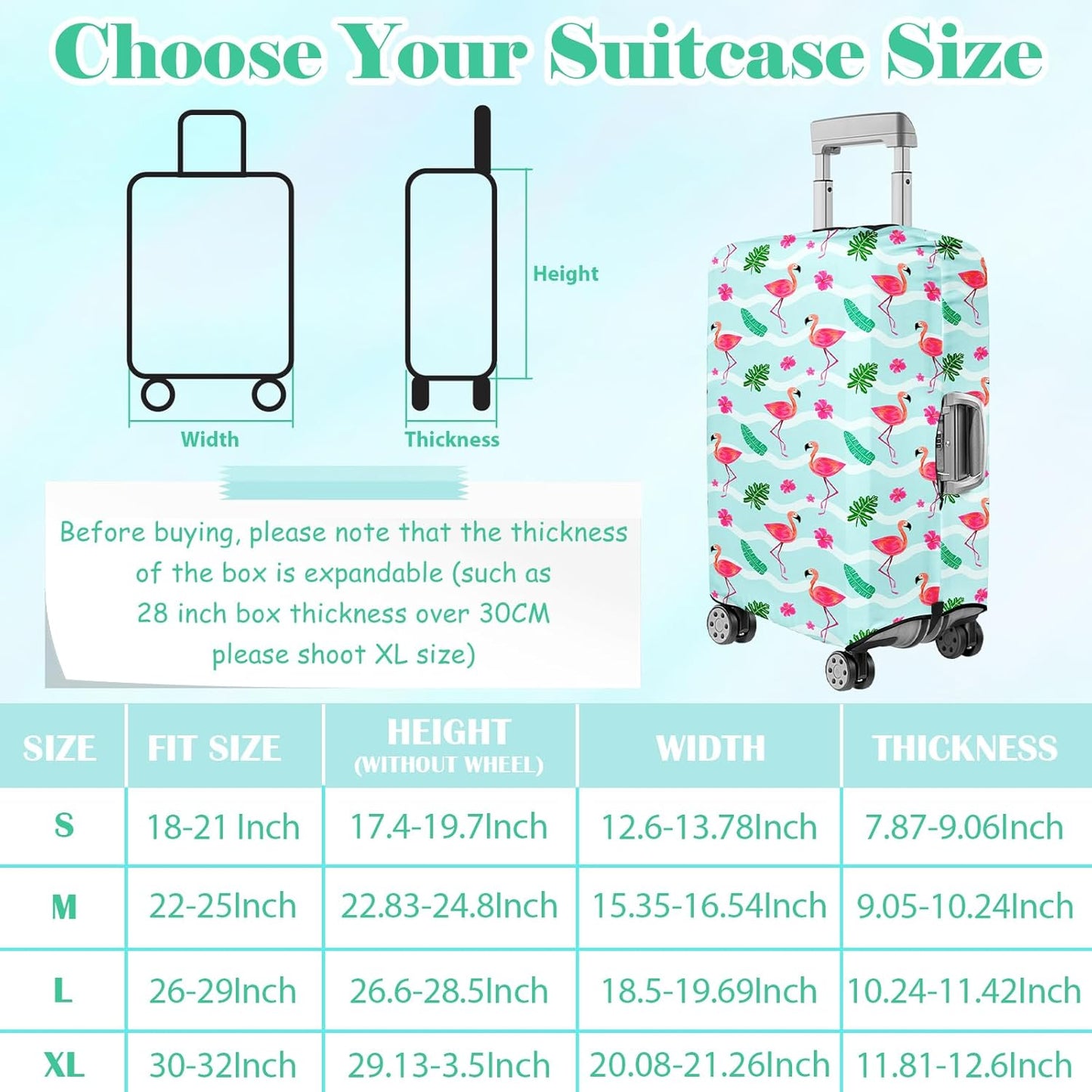 Luggage Cover for Suitcase Elastic Suitcase Cover Protector, Carry On Luggage Sleeve Anti Scratch Travel Essentials Fits 20-22 Inch Suitcase