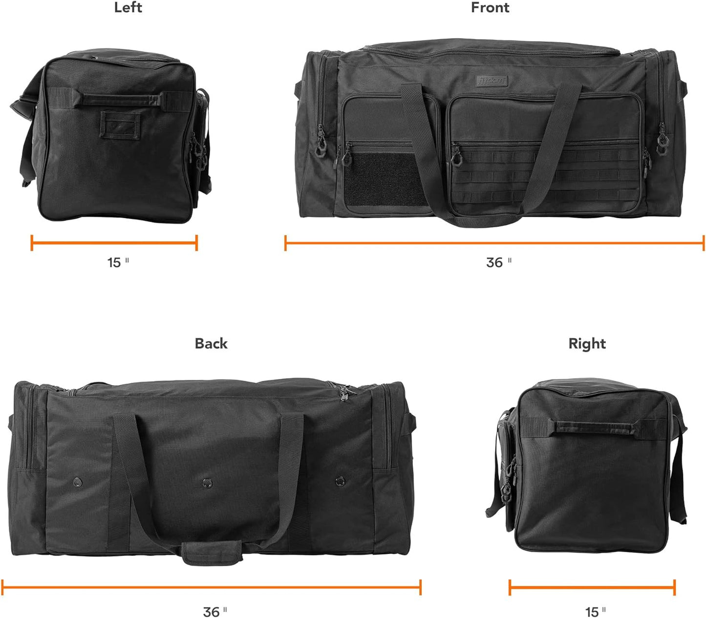 Fitdom 130L 36" Heavy Duty Extra Large Sports Gym Equipment Travel Duffle Bag W/Adjustable Shoulder Strap & 7 Compartments. Perfect for Soccer Baseball Basketball Hockey Football, Team Coaches & More