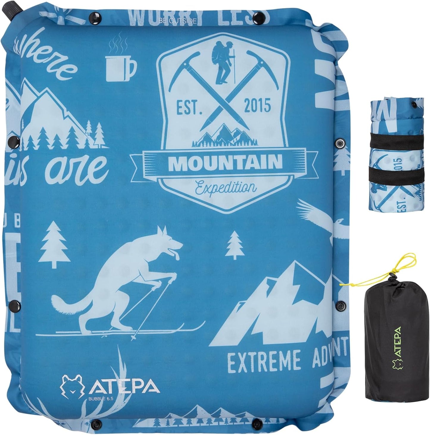 ATEPA Inflatable Stadium Seat Cushion, Self-Inflating Memory Foam Stadium Seats Bleacher Seat Chair Cushion Pad for Airplane Travel Backpacking Sports Events