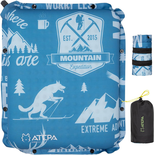 ATEPA Inflatable Stadium Seat Cushion, Self-Inflating Memory Foam Stadium Seats Bleacher Seat Chair Cushion Pad for Airplane Travel Backpacking Sports Events