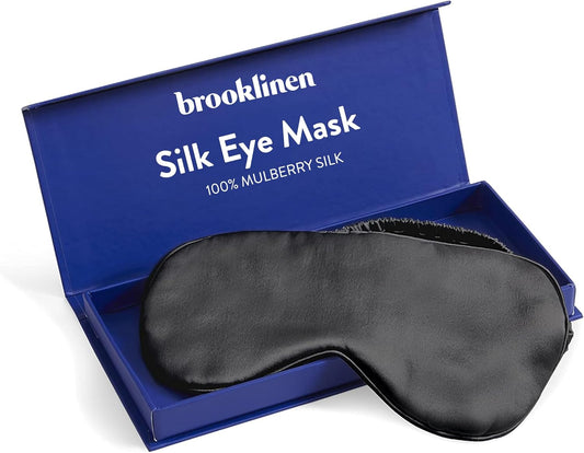 Brooklinen Silk Eye Mask for Sleeping – Carbon Grey, 100% Mulberry Silk Sleep Mask with Soft Elastic Strap, Machine Washable, Breathable & Cool-to-The-Touch – Ideal for Sleeping & Traveling