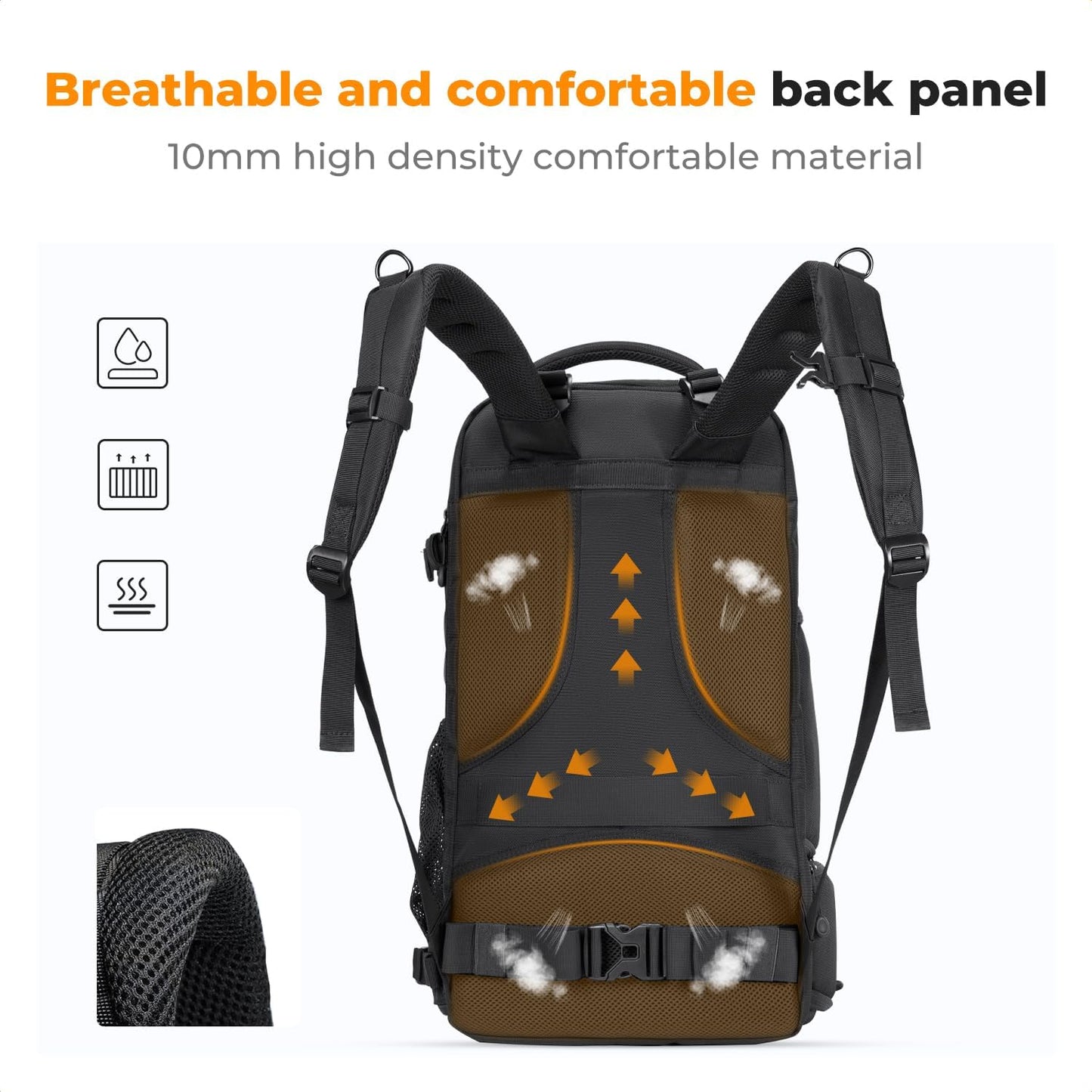 K&F Concept Camera Backpack,Camera Bags for Photographers 30L Large Capacity with Raincover and 16 Inch Laptop Compartment Compatible for Canon/Nikon/Sony/DJI Mavic Drone Travel