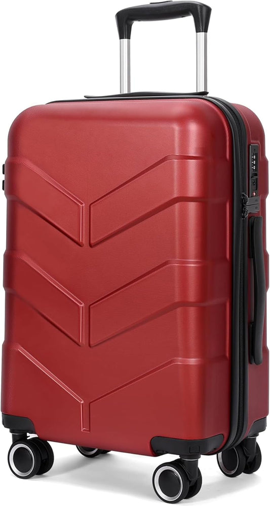 Hardside Carry On Luggage 22x14x9 Airline Approved with Spinner Wheels, Lightweight 20-inch Carry-On Suitcase for Women & Men, Red