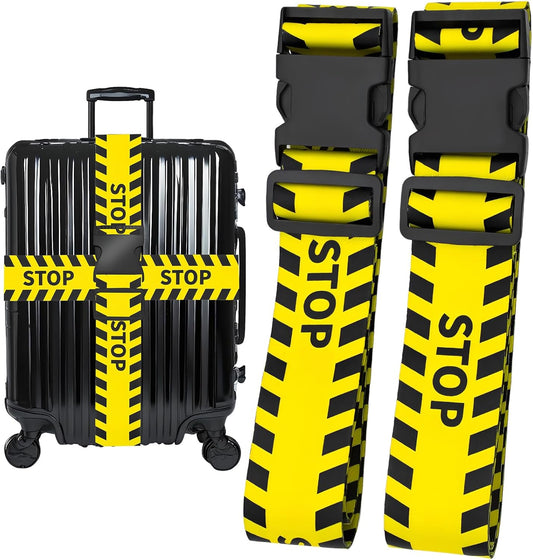 Stops Luggage Straps for Suitcases, Adjustable Luggage Travel Belt to Keep Luggage Security While Travel, Strong Polyester Fabric, Easy-to-Recognize Funny Pattern Travel Essentials, 2 Pack