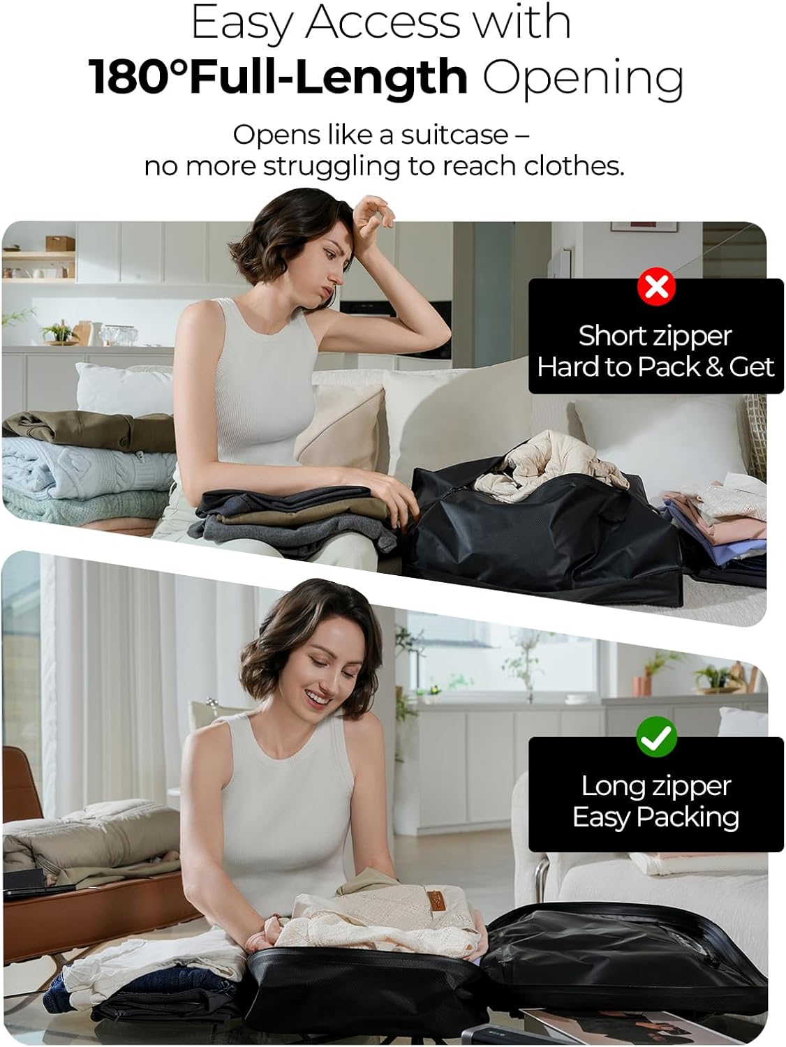 Vacuum Bags for Travel with Wireless Pump, 180° Open Zipper, IP67 Waterproof, Reusable Space Saver Compression Bags for Backpack, Suitcase, Home Storage(1 Pack + Pump)