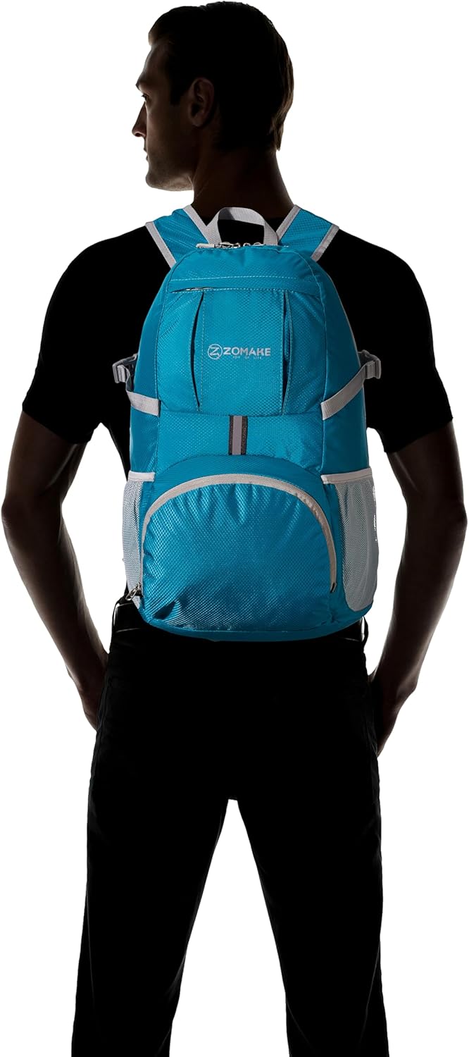 ZOMAKE Lightweight Packable Backpack 35L, Light Foldable Backpacks Water Resistant Collapsible Hiking Bag, Compact Folding Day Pack for Travel Camping(Lake Green)