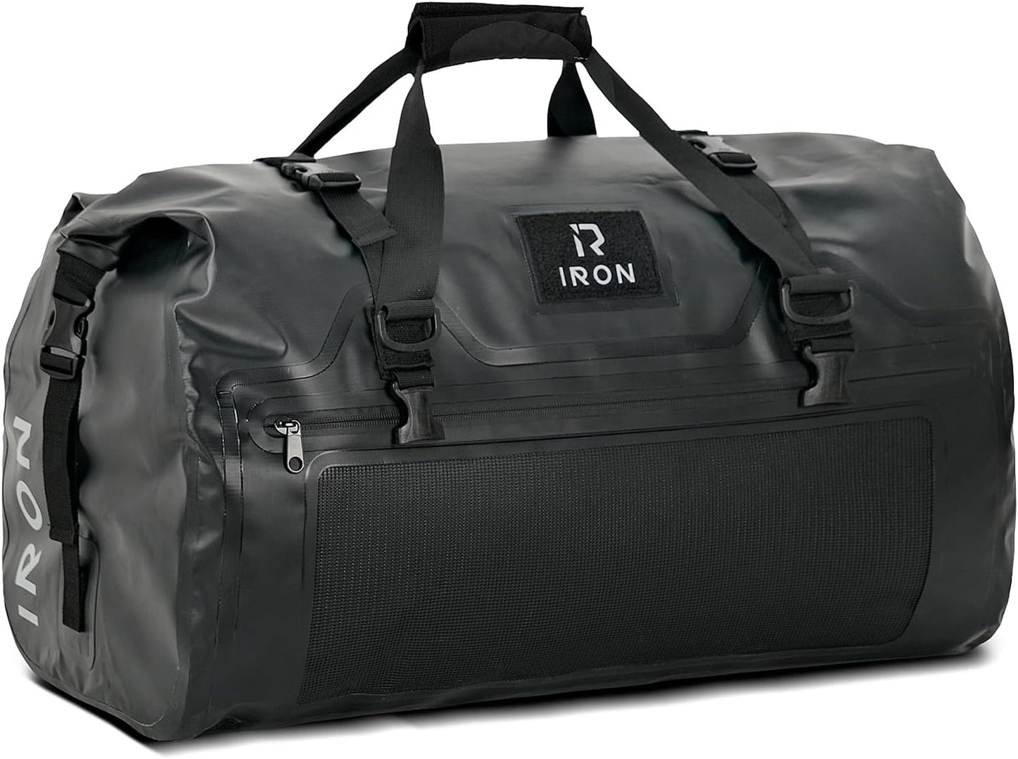 IRON JIA'S Motorcycle Dry Bag - Waterproof Duffle & Luggage Tail Bag Saddle Bags with Roll Top Closure, Shoulder Straps, Inner Pocket and Mesh Pocket (Black, 30L)