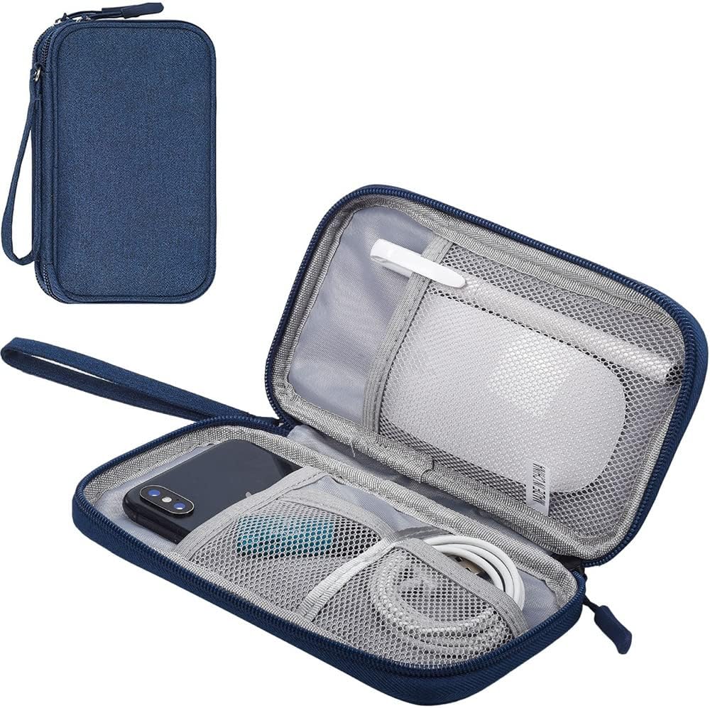 Electronic Organizer Cable Bag, Electronics Accessories Carry Cases Portable Cord Organizer Bag for Cable, Charger, Phone, USB, SD Card, Earphones More Out-Going, Business Travel Gadget Bag, Blue