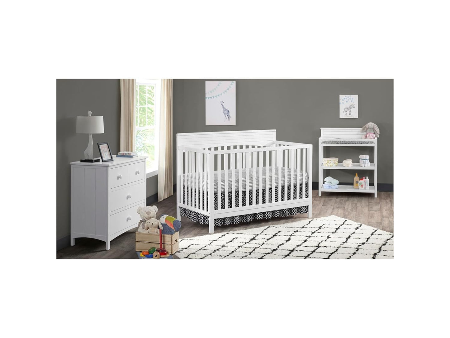 Oxford Baby Harper 4-in-1 Convertible Crib, Snow White, GreenGuard Gold Certified
