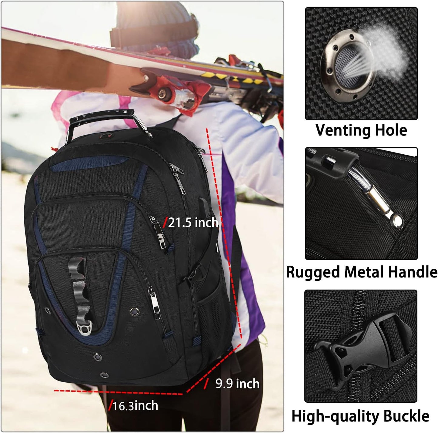 Mogplof 18.4 Laptop Backpack Men Women, 55L Extra Large Laptops Backpack with USB Charger Port,TSA Friendly Flight Approved and RFID Anti-theft Pocket,Water Resistant Suiltable for Traveling&Business