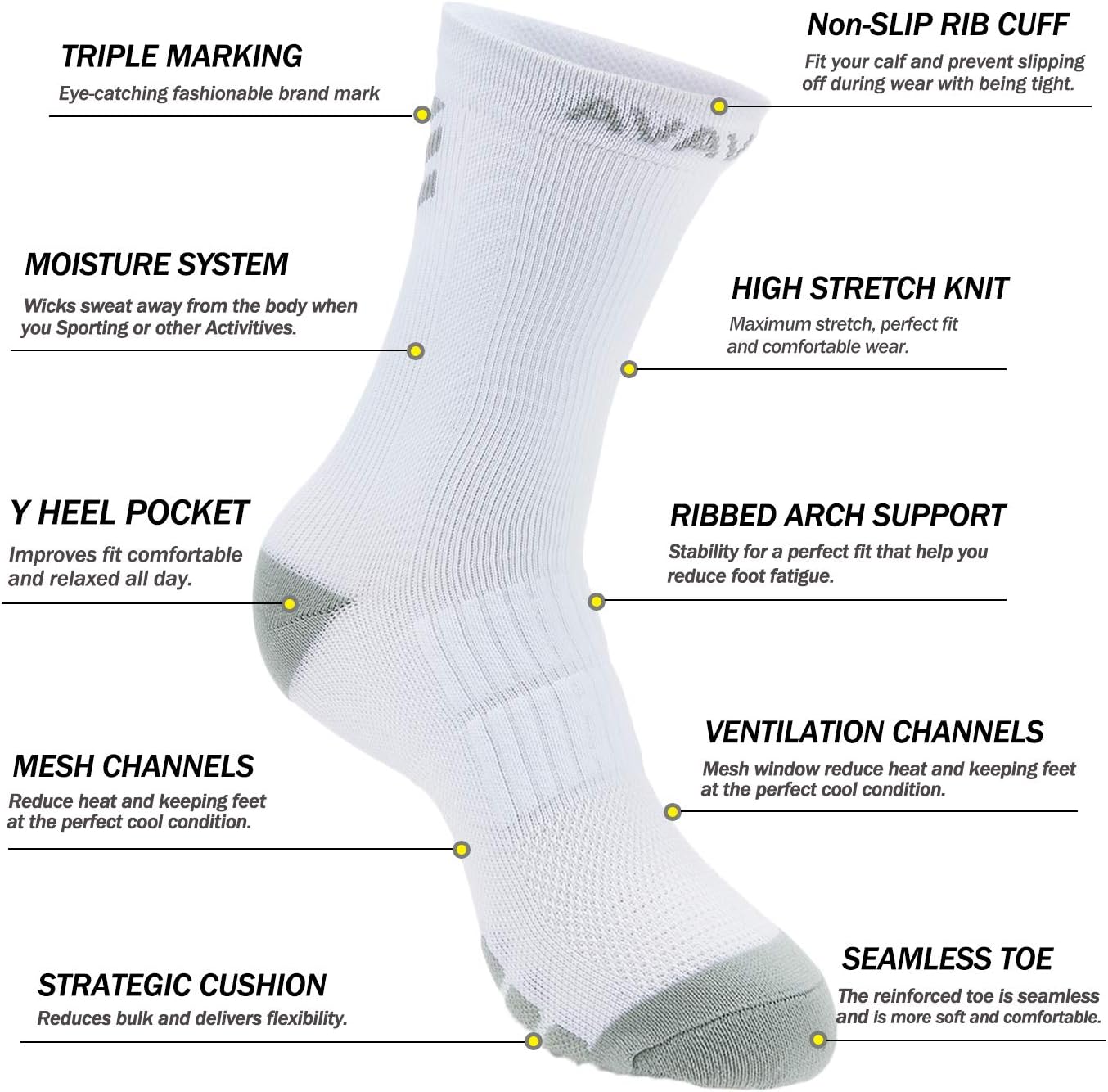 DOVAVA Dri-tech Compression Crew Socks (4/6 Pairs), Comfort Boost Circulation