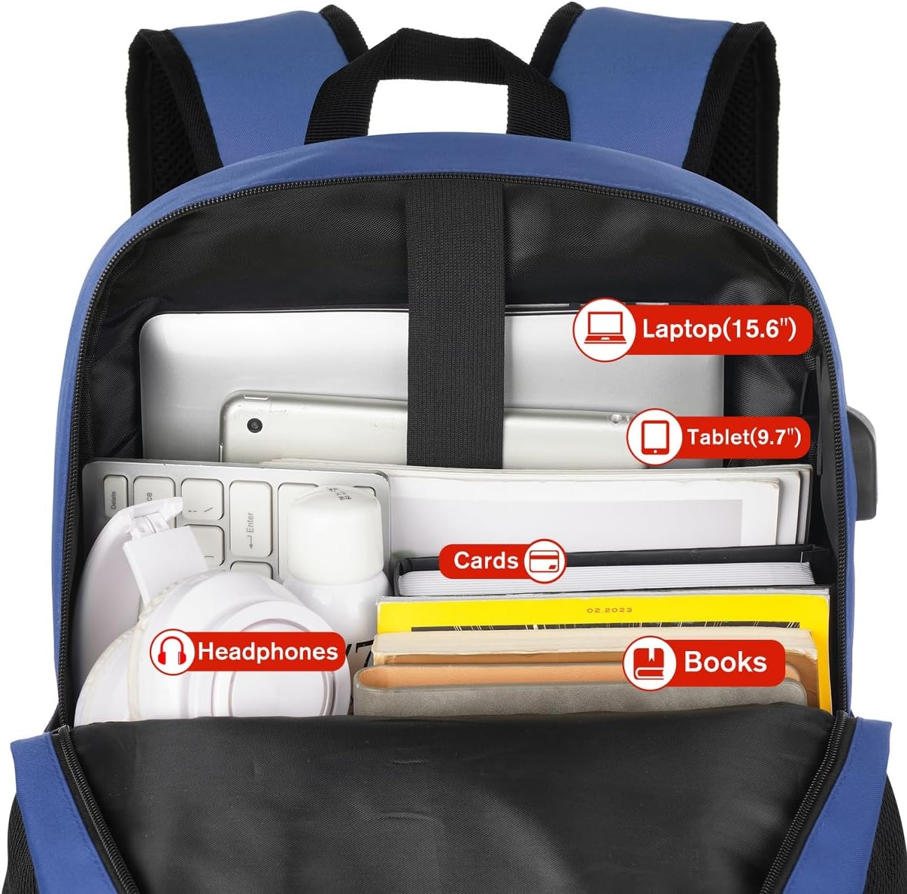 School Backpack,Classic Bookbag Men and Teen Boy Schoolbag with USB Charging Port for High School College Office Work Travel