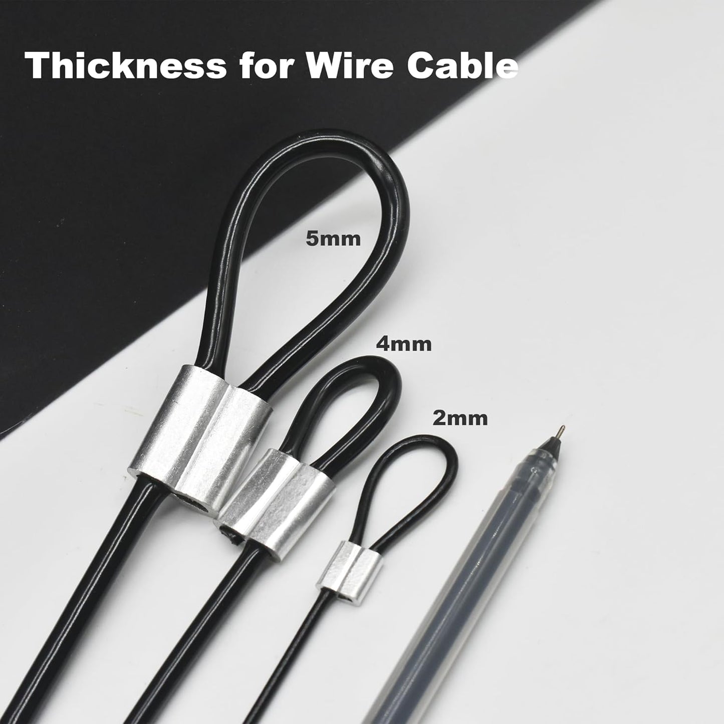 5 Pcs 4mm Wire 36 inch Vinyl Coated Stainless Steel Cable with Loops Short Wire Rope Lanyard Lock Security Chain Link for Outdoor Gates, Black(4mm x 36inch)