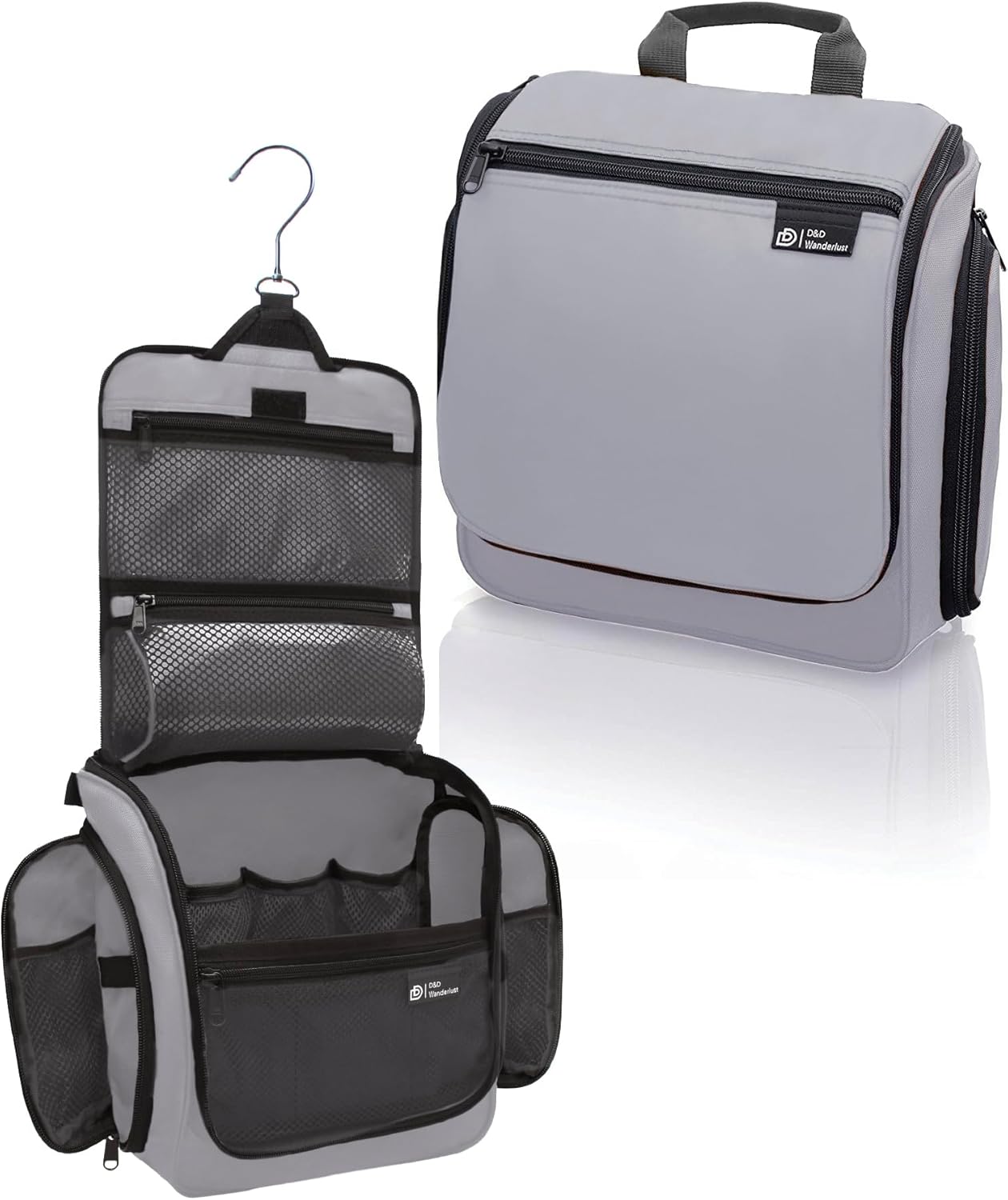 DD D&D Wanderlust D&D Hanging Travel Toiletry Bag for Men and Women – Cosmetics, Makeup and Toiletries Organizer Kit with 10 Compartments, Zippers, XXL Metal Swivel Hook, Water-Resistant Nylon