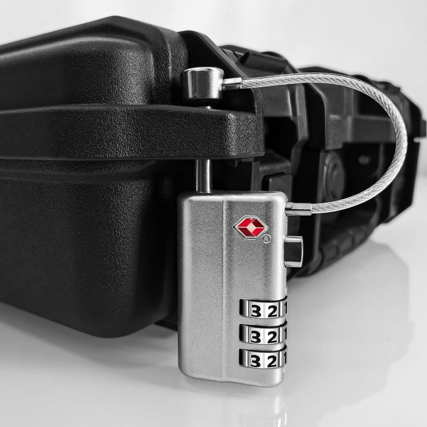 UPGRADED Gun Case Lock - Adjustable Alloy Handle, TSA Approved Gun Safe Lock, High Security Cable Locks, Secure Code Packlock for Gun Cases, Firearm Cases, Toolboxes, Travel Luggage, Silver