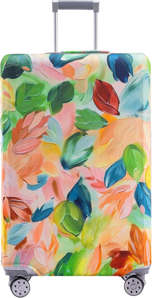Travelkin Luggage Covers For Suitcase Tsa Approved,Suitcase Cover Protector Fit 18-32 Inch Luggage (Coloured Leaves, XL)