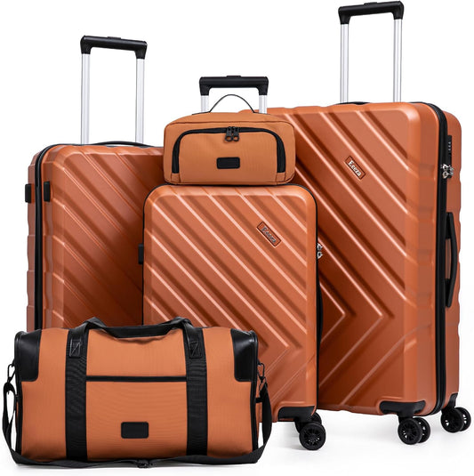 Luggage Sets 5 Piece, Suitcases with Wheels, ABS Hard Case Luggage with TSA Lock Spinner Wheels, Carry On Luggage Set(5 Piece Sets (20"/24"/28"/DB/TB))