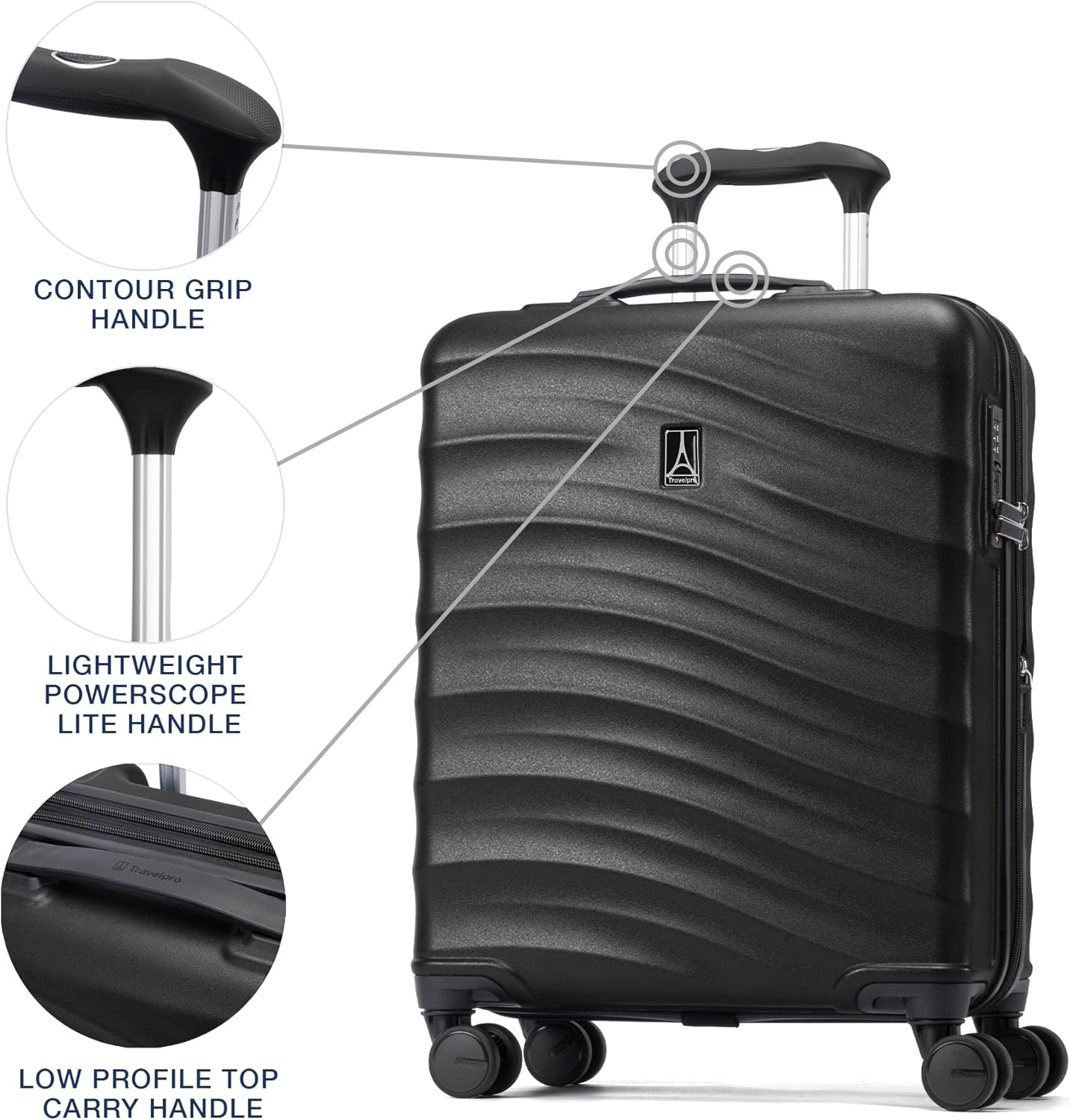 Travelpro Maxlite Air V2 Hardside Expandable Carry on Luggage, 8 Spinner Wheels, Lightweight Hard Shell Suitcase, TSA lock, Black, International Carry On 18-Inch