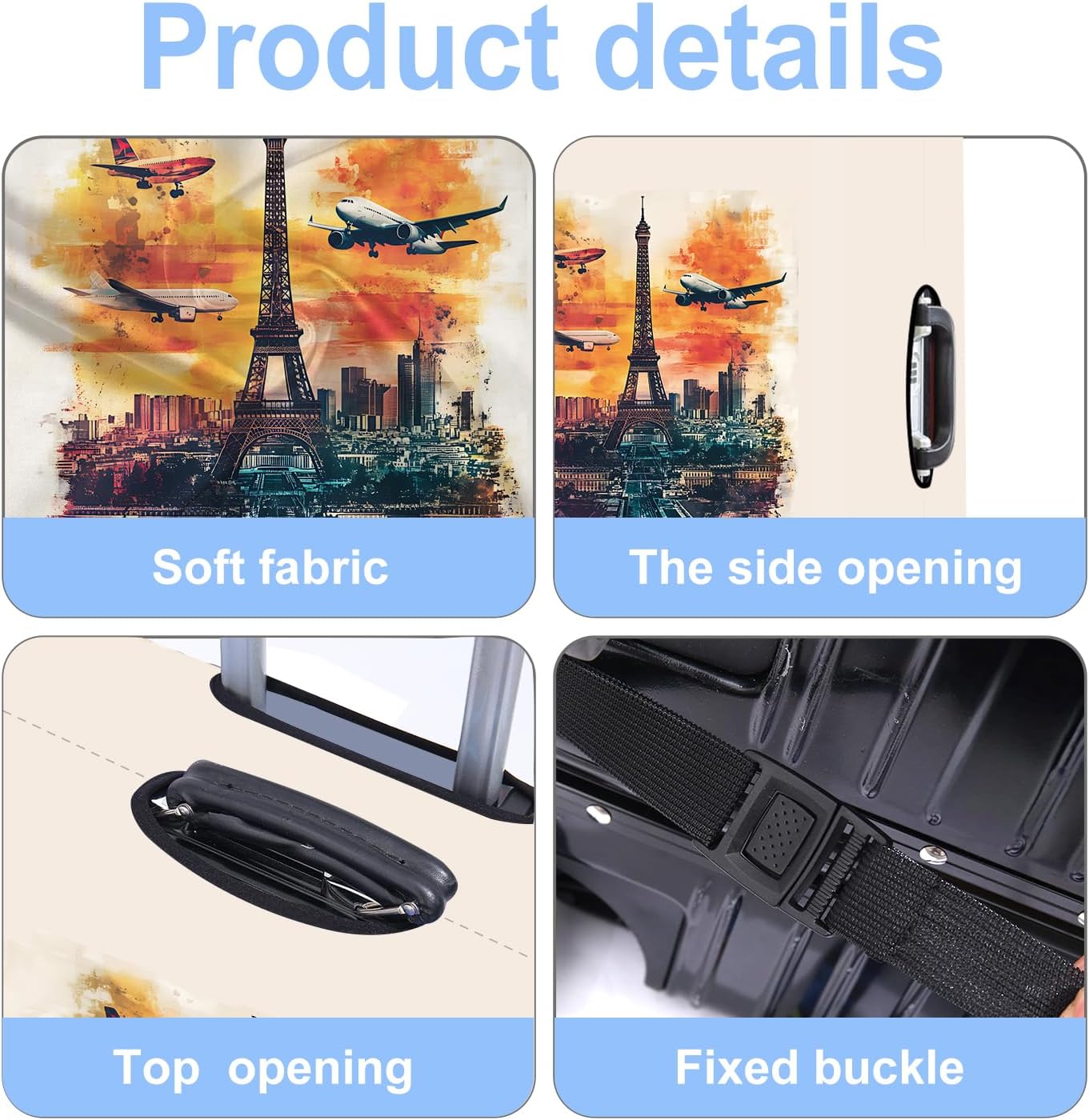 Luggage Cover Washable Suitcase Protector Anti-scratch Suitcase cover Fits 20-34 Inch Luggage (Tower-1, L(28-30inch suitcase))