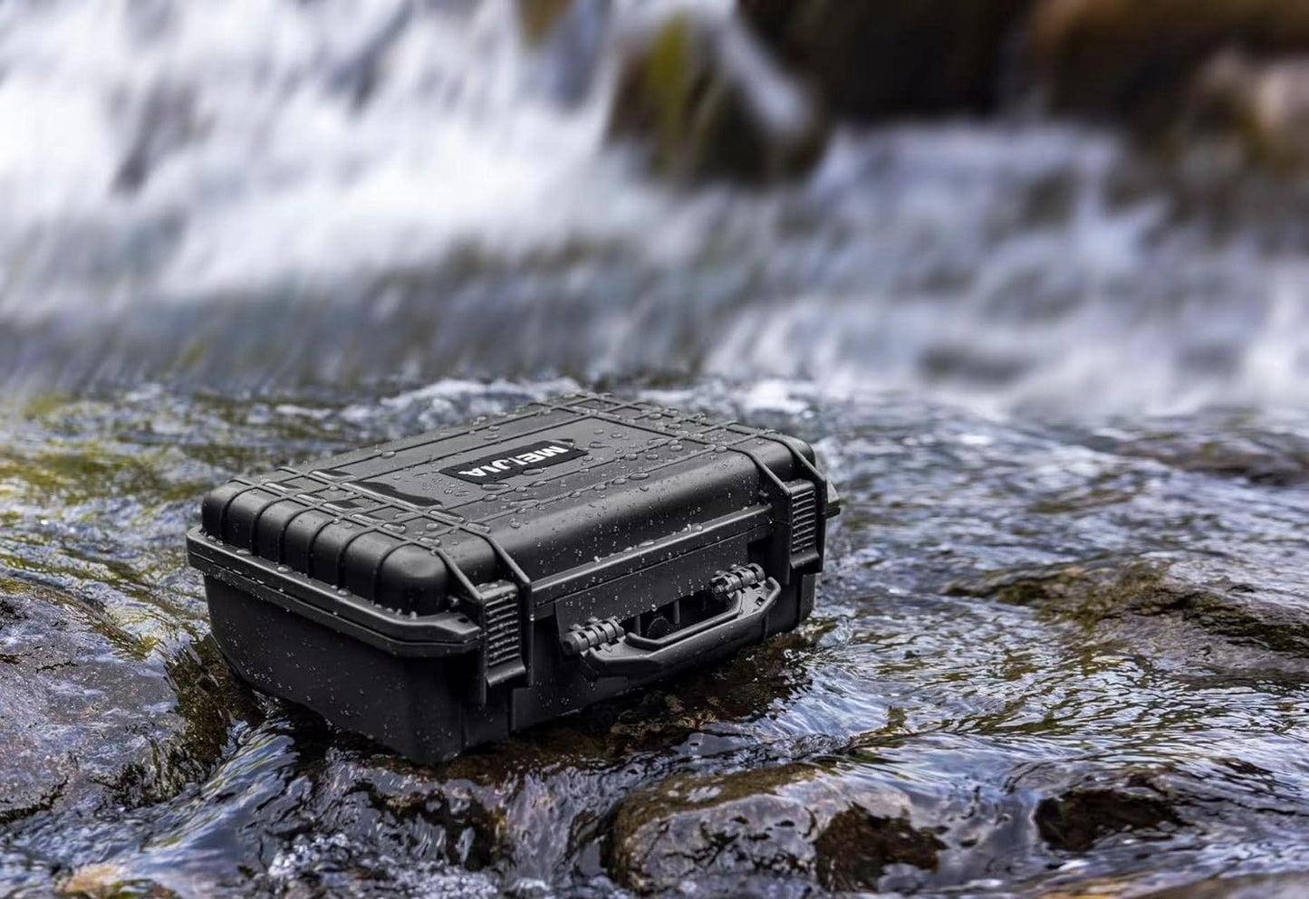 MEIJIA All Weather Portable IP67 Waterproof Protective Case, Hard Camera Case with customizable foam, Perfectly Protection of Camera, Drones,Pistols,Lens,Equipments,Black,18.5 x14.06x6.93inches
