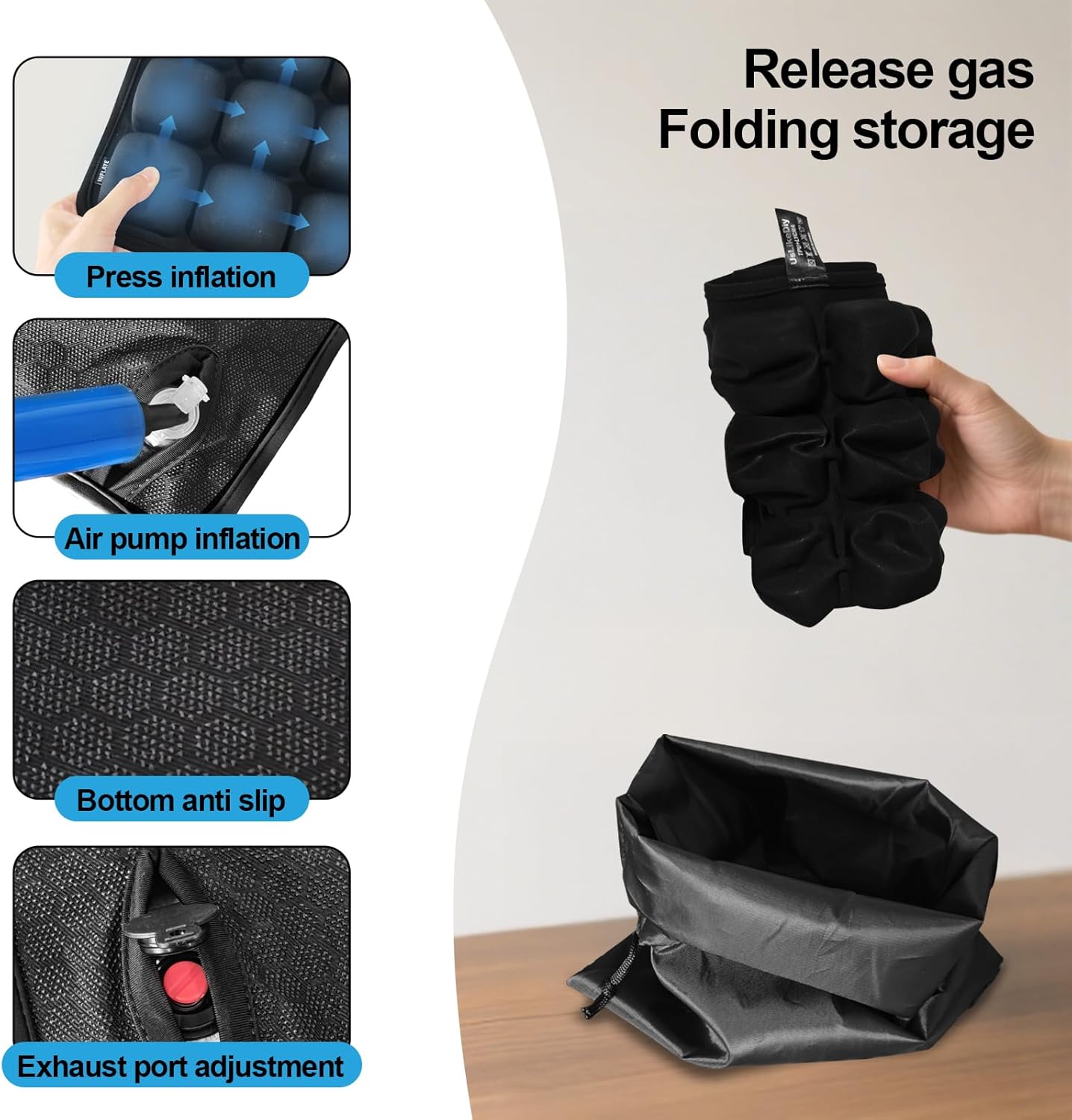 Travel Seat Cushion for Airplane – Inflatable 3D Air Cell Seat Cushions, Ergonomic Travel Cushion for Long Flights, Portable Seat Cushions Offer Support at Home, Work, Car, or in Transit
